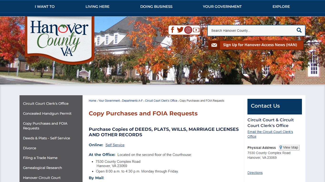 Copy Purchases and FOIA Requests | Hanover County, VA
