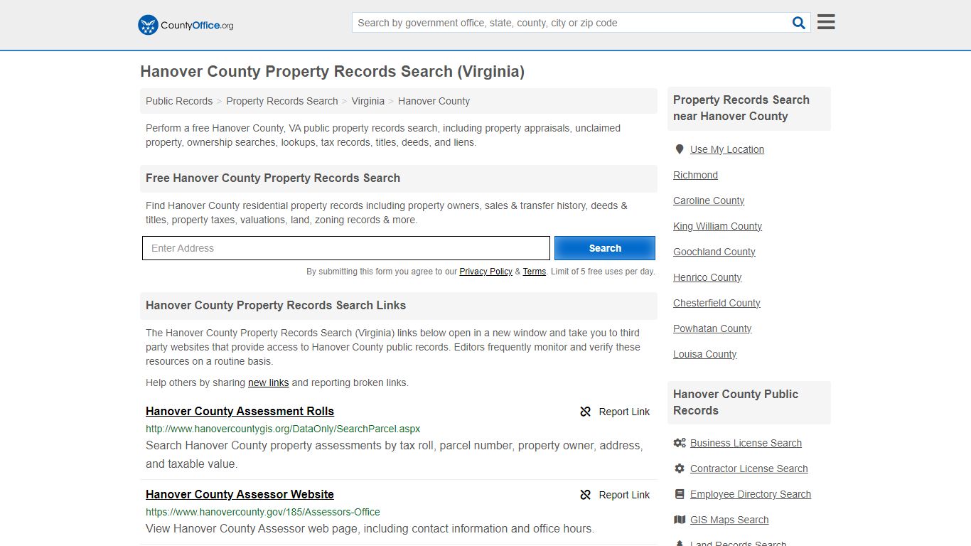 Hanover County Property Records Search (Virginia) - County Office